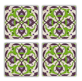 Hermia Conjunto de 4 Posavasos de Cristal en Piedra Natural Multicolor